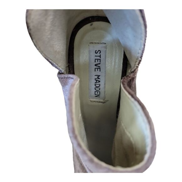 Steve Madden Kaitt Brown Velvet Peep Toe Ankle Booties Size 7.5 - Picture 6 of 6